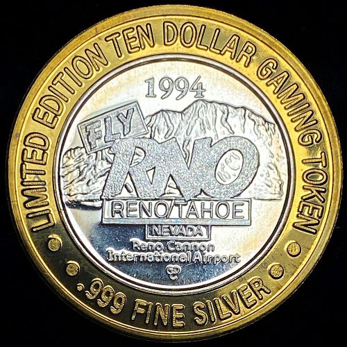 1994 Fly Reno/Tahoe .999 Silver $10 Gaming Token