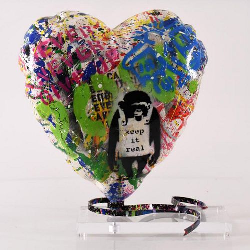 Mr. Brainwash, "Balloon Heart" Original Mixed Media Sculpture, Hand Signed with Certificate of Authenticity.