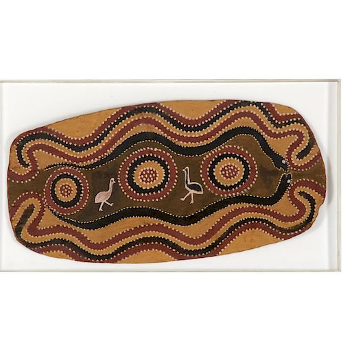 Aborigine style tribal polychrome wood shield