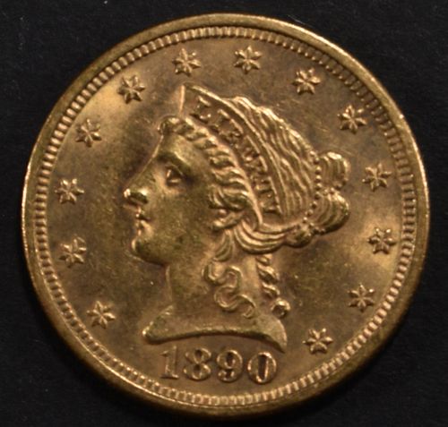 1890 GOLD $2.5 LIBERTY  LOVELY ORIG. BU