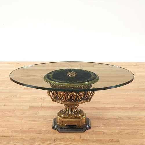 Neo-Classical style gilt metal, glass coffee table