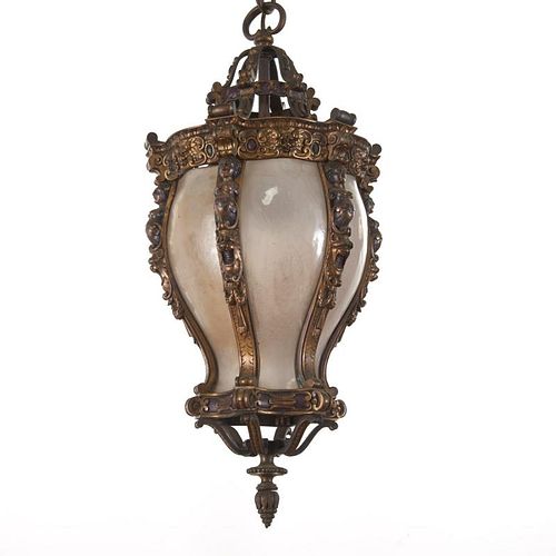 Bronze ceiling lantern attrib. to E.F. Caldwell