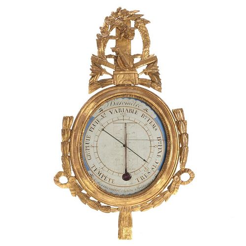 Louis XV carved giltwood reaumur barometer