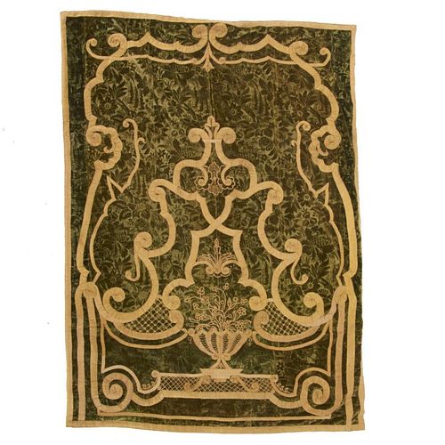 Antique Italian silk velvet coverlet panel