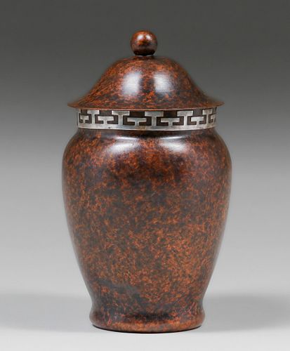 Heintz Sterling on Bronze #2680 Covered Vase c1915