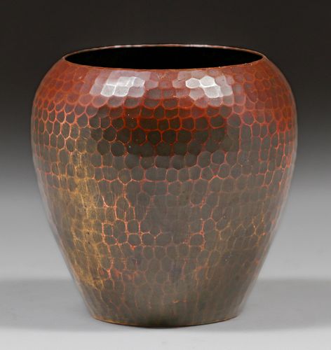 Roycroft Hammered Copper Bulbous Vase c1920s