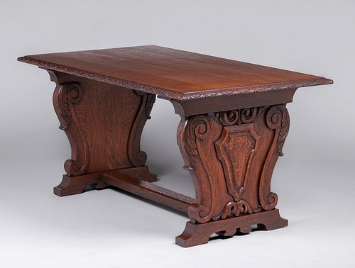 Mathews Furniture Shop - San Francisco Hand-Carved Table c1906-1918