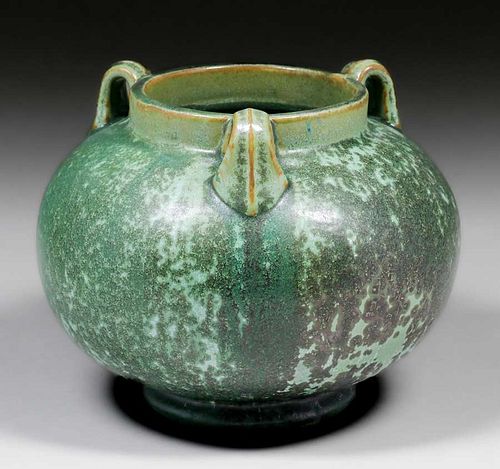 Fulper Pottery Three-Handled Leopardskin Vase c1910