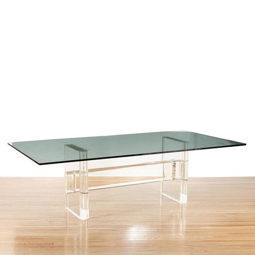 Karl Springer glass and Lucite dining table