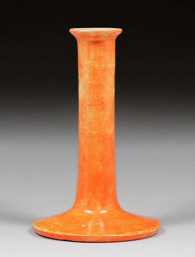 Pewabic Pottery Iridescent Orange Candlestick c1920s