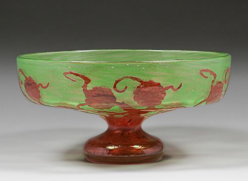 Art Glass Etched Fruit Bowl c1920s