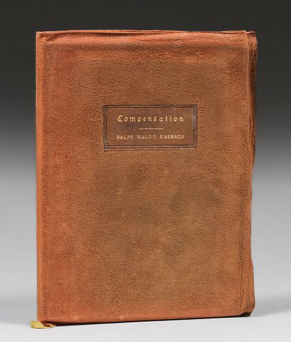 Roycroft Suede Hand-Illumined Book Compensation by Ralph Waldo Emerson 1903-1904
