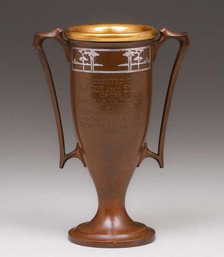 Silvercrest  Sterling Silver on Bronze Overlay Two-Handled Trophy 1932