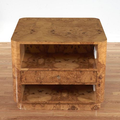 Pace style burl wood, chrome side table