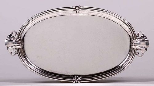 Ludwig Huemer Hand-Hammered Sterling Silver Two-Handled Tray c1920s