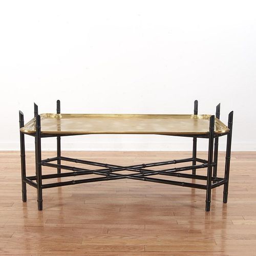 Hollywood Regency faux lacquer bamboo coffee table
