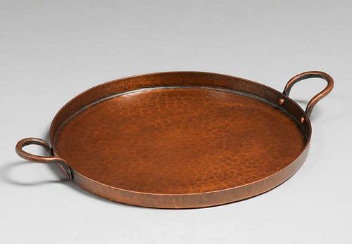 Small Dirk van Erp Hammered Copper Two-Handled Tray c1915