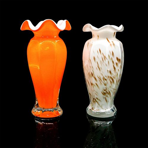 2pc Vintage Cased Glass Vases