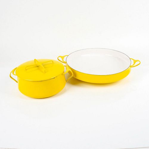 2pc Dansk Designs Sunshine Yellow Enamel Kitchenware