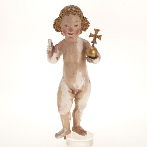 Antique Flemish carved polychrome figure of Jesus
