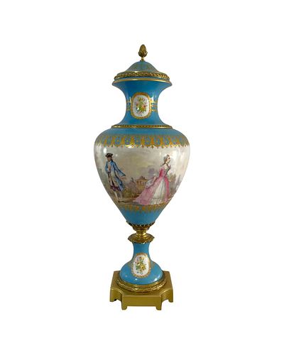 Antique French Hand Painted Sevres Porcelain Vase