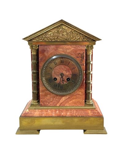 Antique French Japy Freres Marble and Bronze Mantel Clock