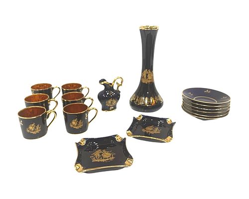 French Limoge Porcelain Coffe Set for Six Person