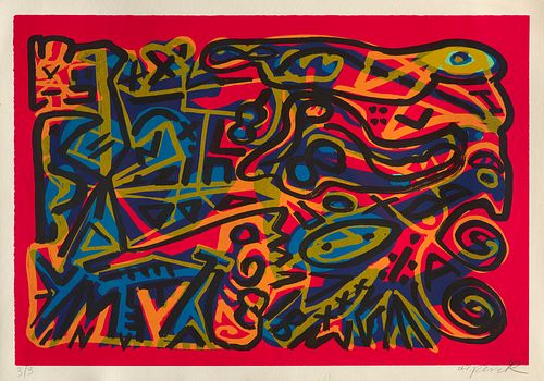 (d.i. Ralf Winkler), A.R. Penc Schicksal - die Erynnen, rot. 1993. Farbserigraphie auf Velin. 63,7 x 93,9 cm (70 x 99,6 cm). Signiert und nummeriert. 