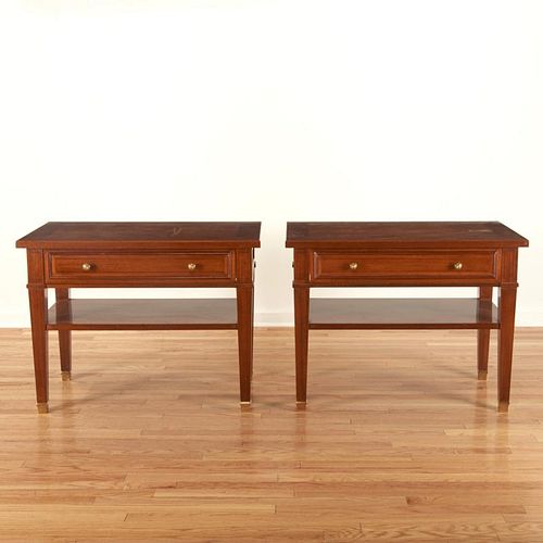 Pair Neo-Directoire style mahogany side tables