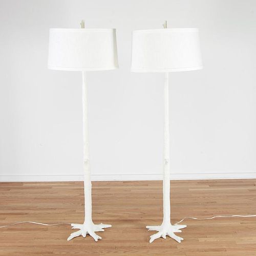 Pair Designer enameled tree branch floor lamps