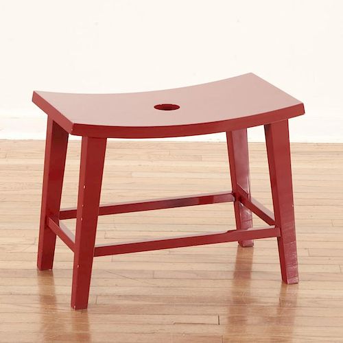 Christian Liaigre red lacquer "Ash" stool