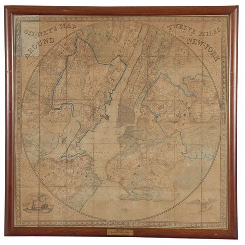Rare Sidney's Map Twelve Miles Around New York