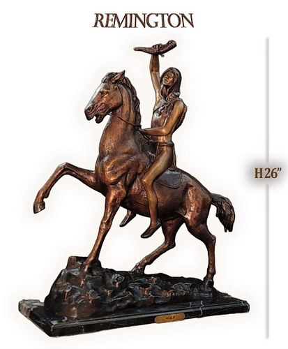 Large Bronze Statue, Scalp By Frederic Remington