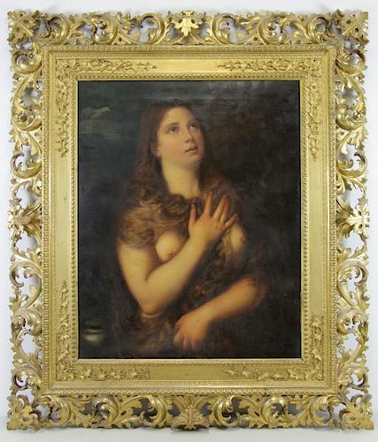 After Titian. "Penitent Magdalene" Oil on Canvas