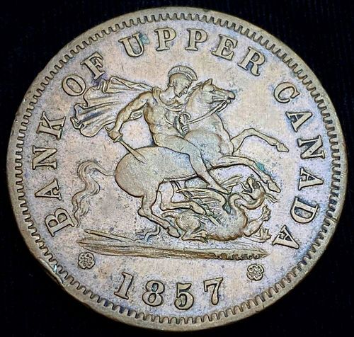 1857 Bank Of Upper Canada 1 Cent Token AU50