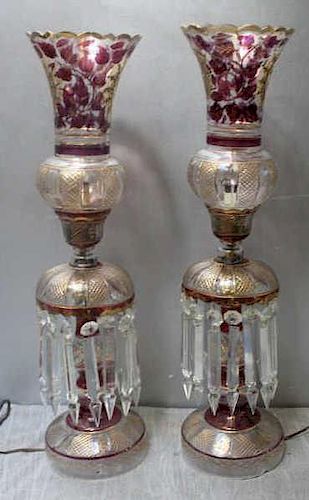 Pair of Antique Glass Lusters.