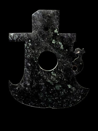 Eccentric Axe (Yue) with Large Hole and Animal Silhouette, Shang/Western Zhou Period, Attr. Sichuan Province (1600-771 BCE)