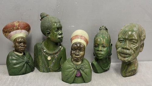 5 Finely Executed African Marble Busts, Some