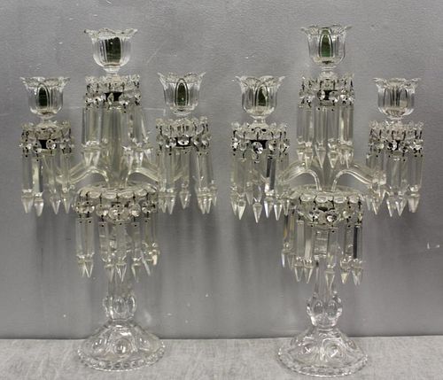 Pair Of Quality Antique Cut Glass Candlebra
