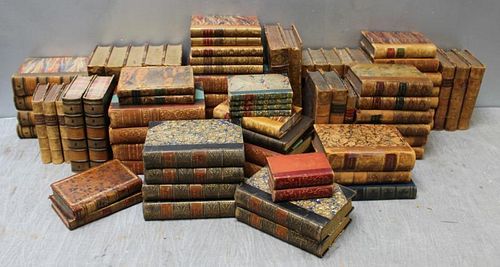 Large Lot of Antique Leather Bound Books.