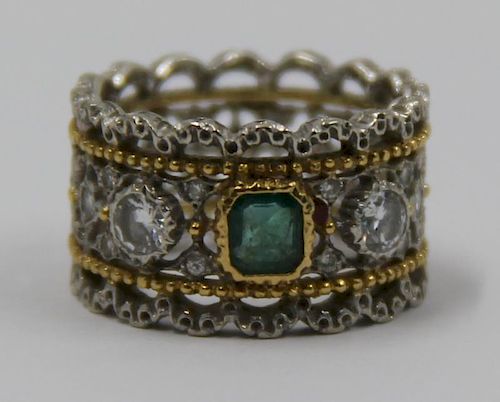 JEWELRY. Buccellati Emerald and Diamond Ring.