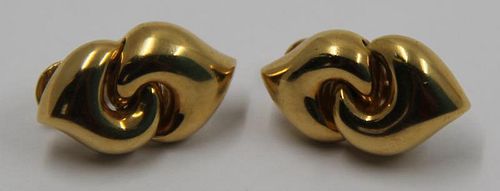 JEWELRY. Pair of Bvlgari 18kt Gold Earrings.