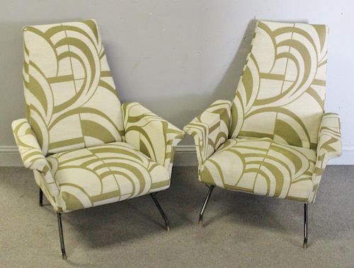 Midcentury Pair of Italian Modern Lounge Chairs.