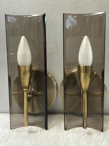 Pair of Italian Modern Art Crystal Sconces.