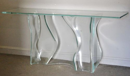 Modern Laurel Fyfe Sculptural Glass Console.