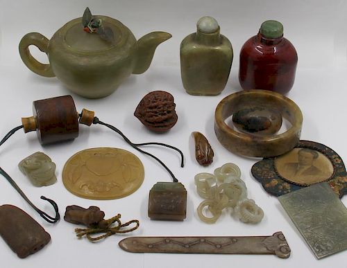 Assorted Grouping of Asian Hardstone Items.