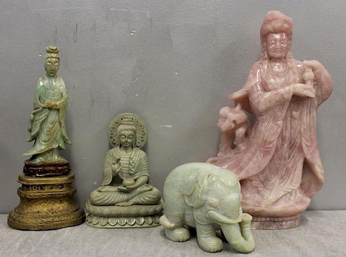 Antique Asian Hardstone Grouping To Inc An