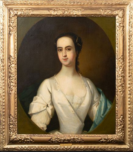 PORTRAIT OF LADY MAYNARD IN A WHITE DRESS OIL PAINTING