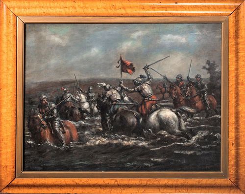THE BATTLE OF TOWTOWN 1941 OIL PAINTING
