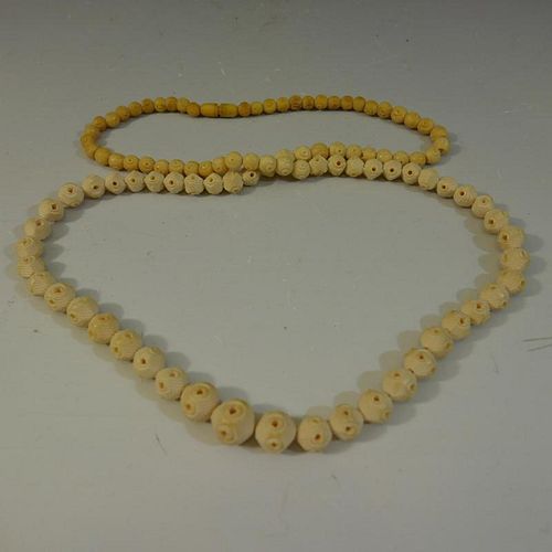 CHINESE CARVED ROUND BEADS NECKLACE